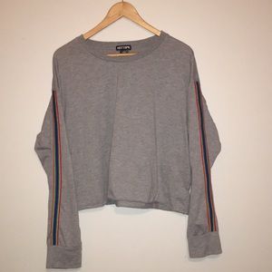 Grey and rainbow striped Hot Topic Long sleeve Tee